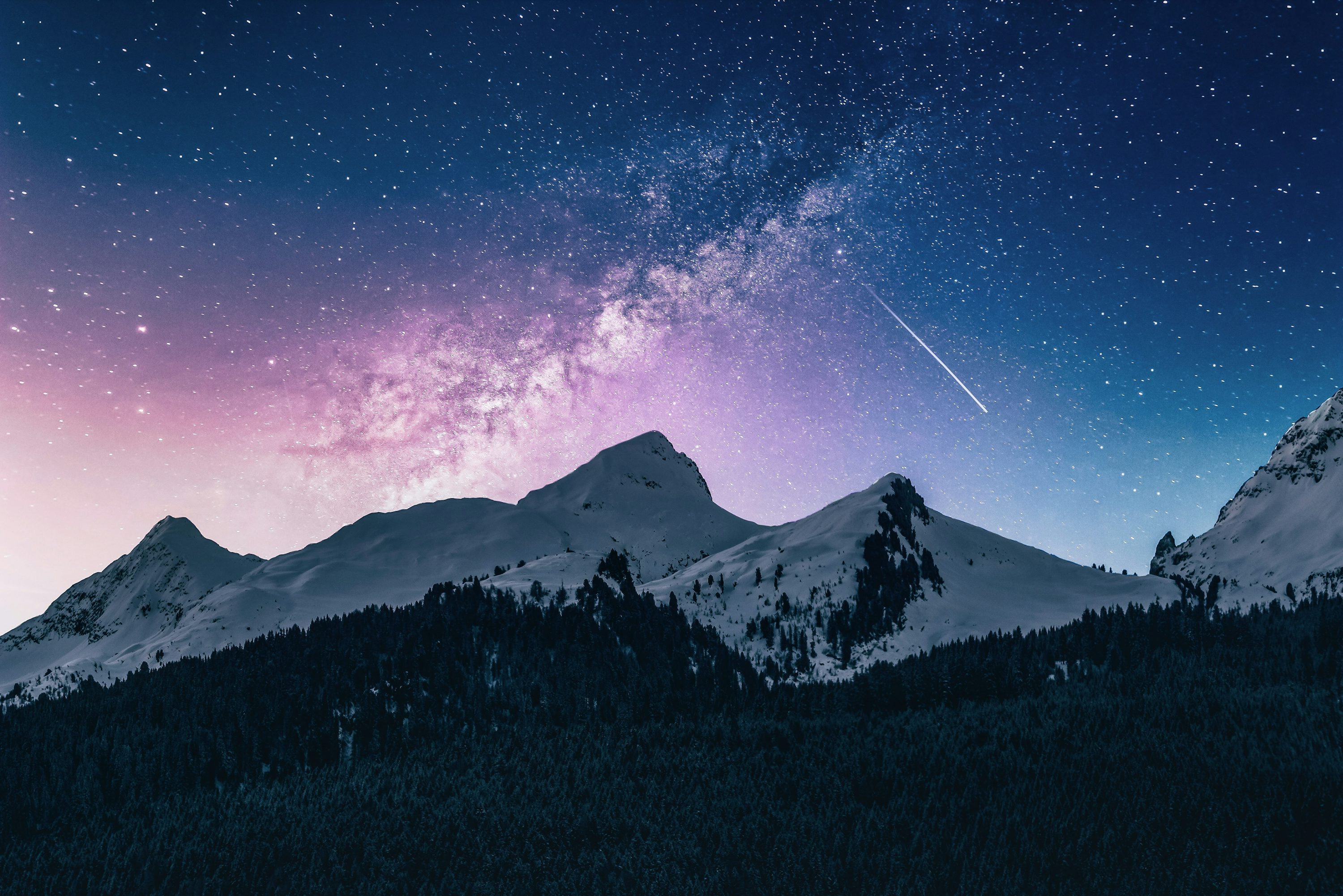 Mountain peak under the stars
