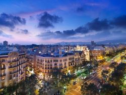 Barcelona in night sky